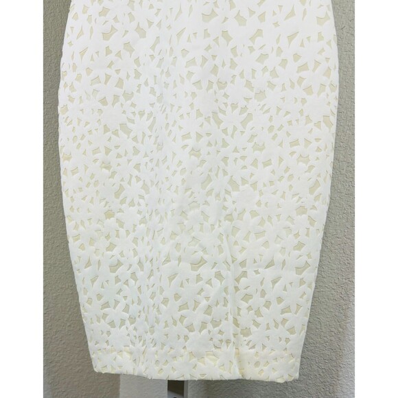 Elizabeth and James Levine Ivory Midi‎ Dress Laser Cut Bodycon Sheer Panel NEW 4 - Picture 13 of 15